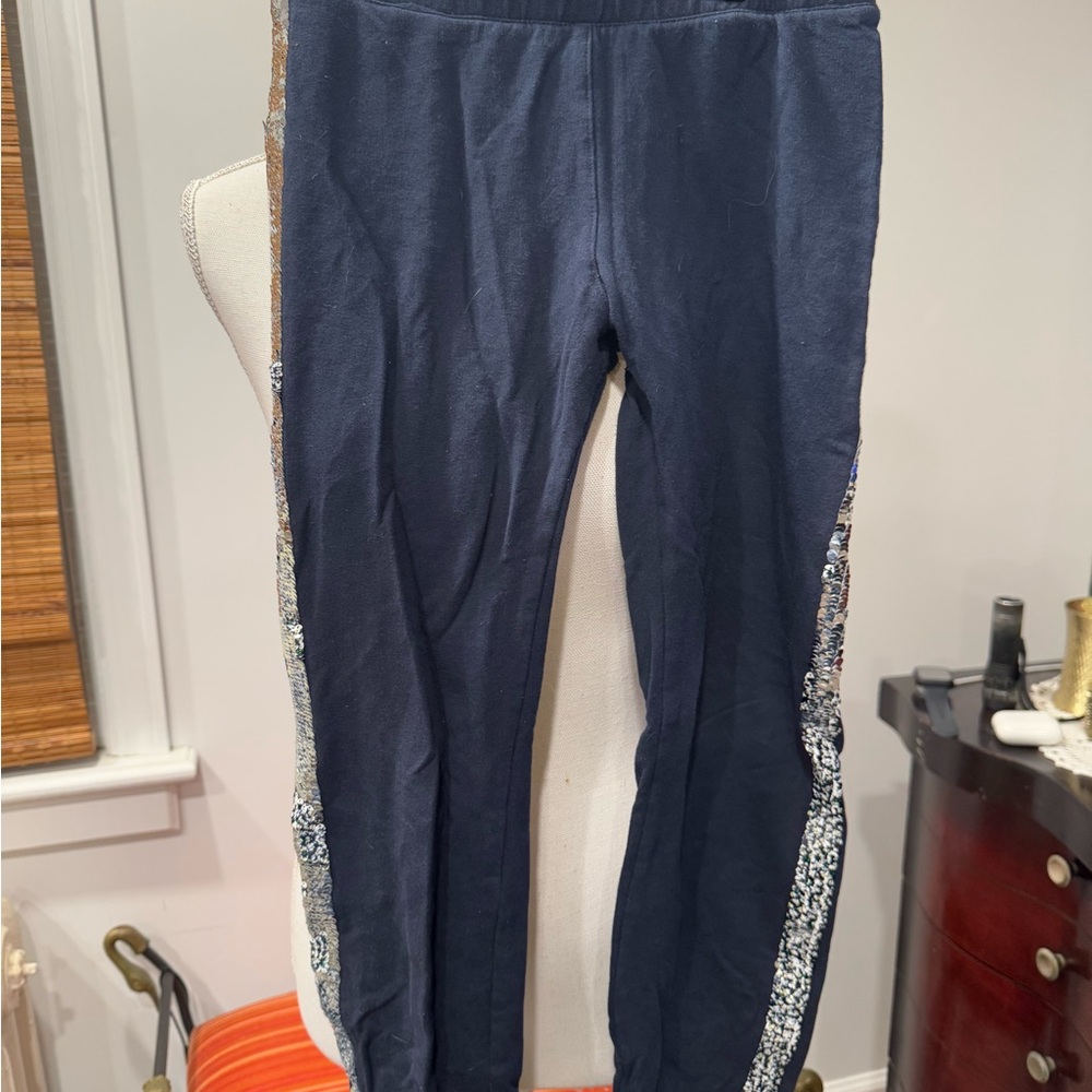Navy Leggings with Metallic Like  Side Panels